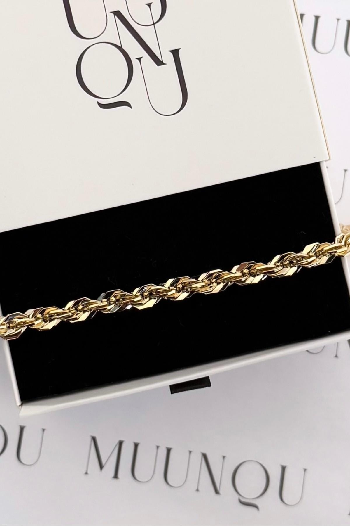 Gold Çelik 14K Burgu Eni 5mm Uzunluğu 18,5cm Bileklik