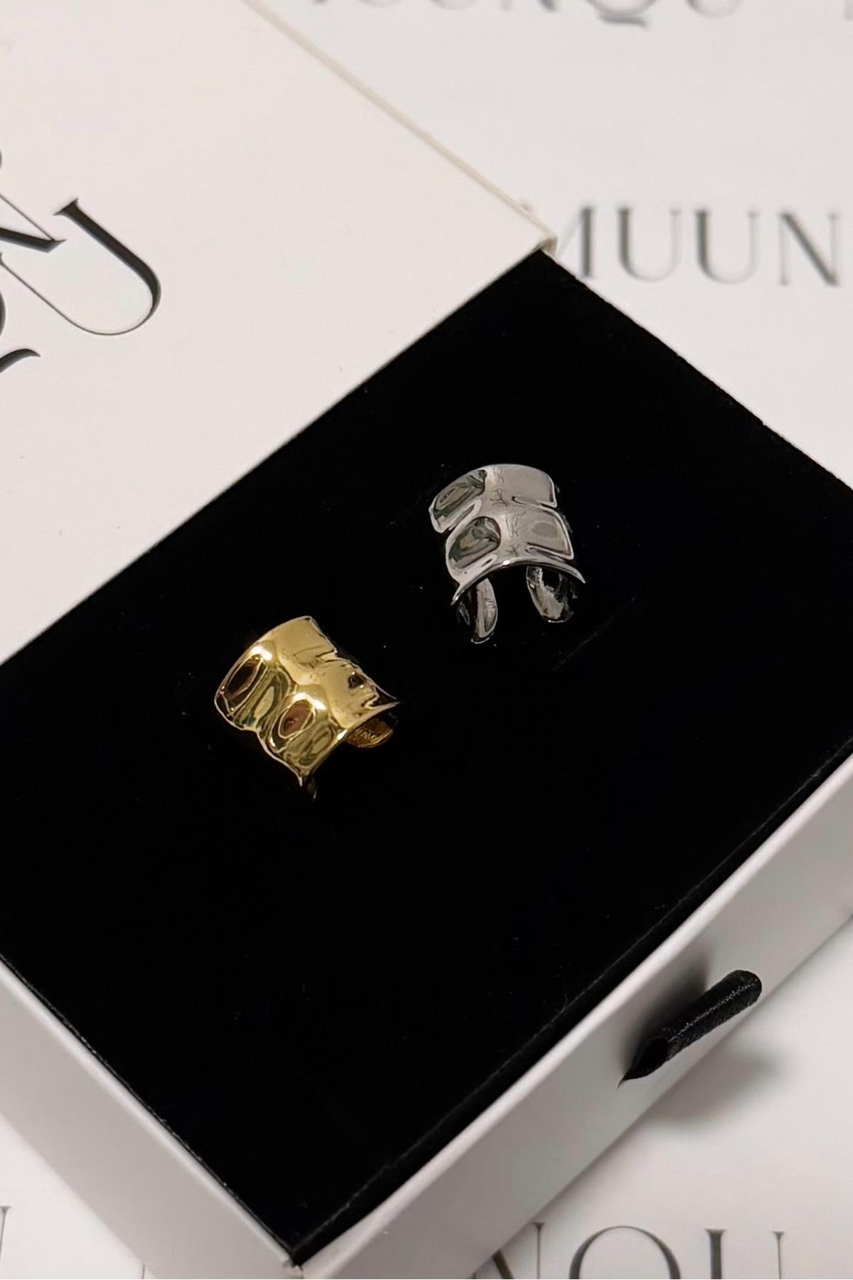 Gold Gümüş A.K. Asimetrik Earcuff 