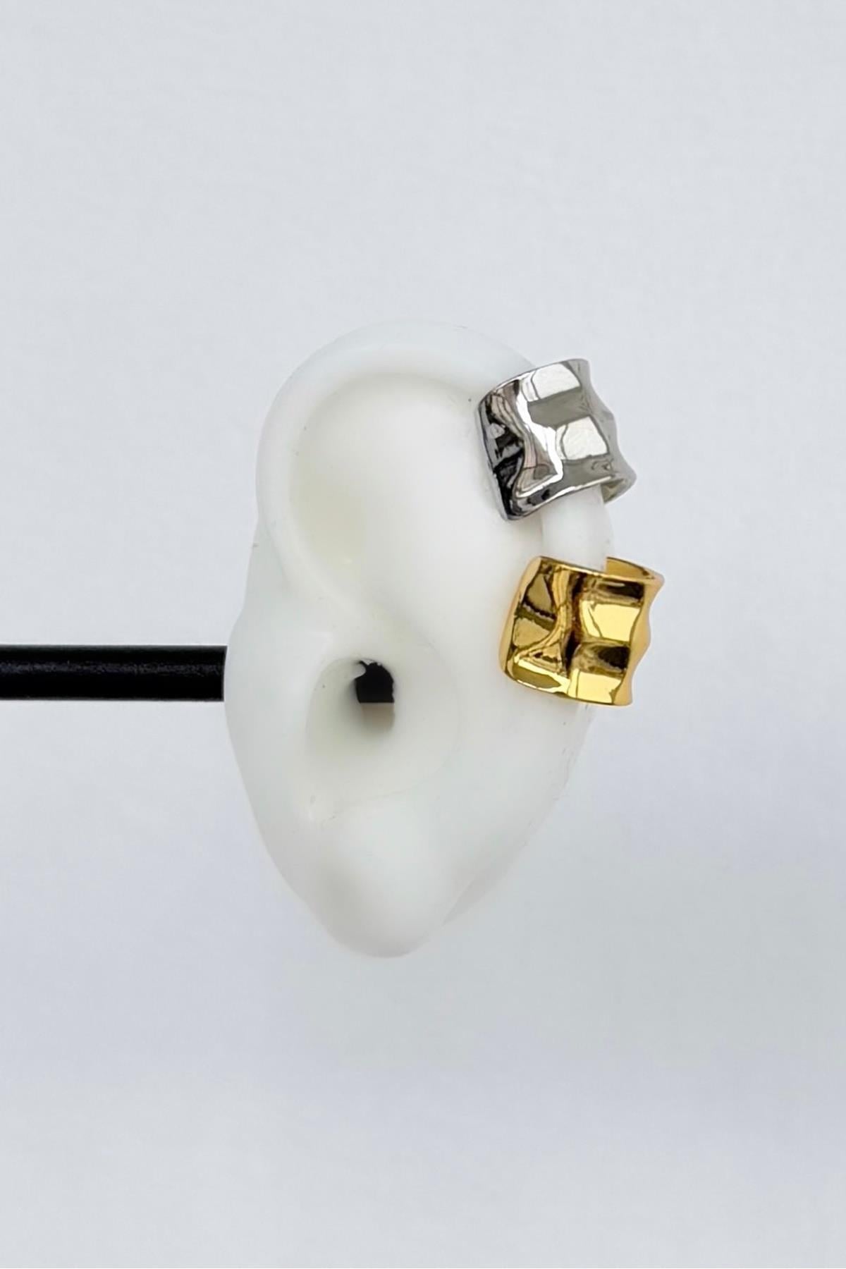 Gold Gümüş A.K. Asimetrik Earcuff 