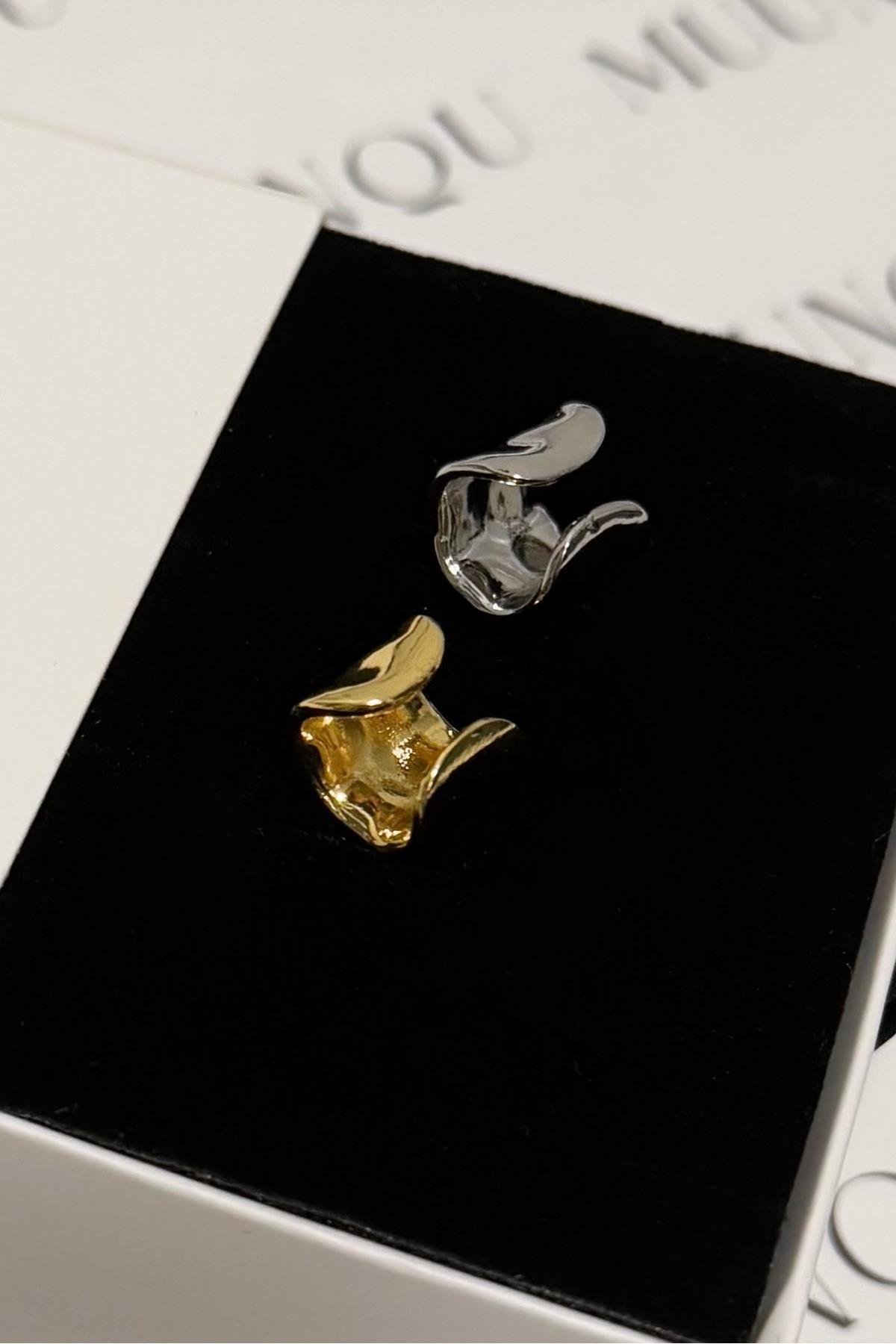 Gold Gümüş A.K. Asimetrik Earcuff 