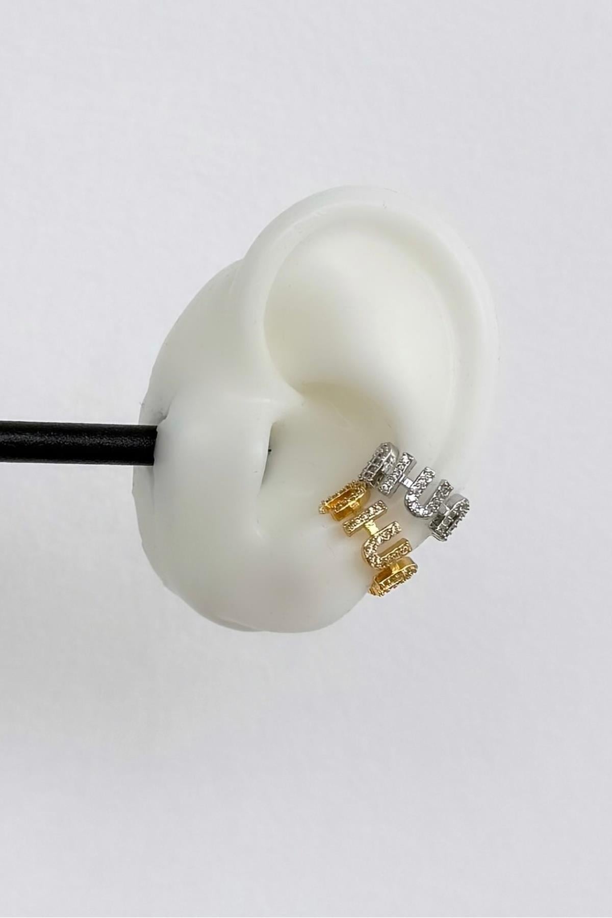 Gold Gümüş A.K. Mmiu Taşlı Earcuff