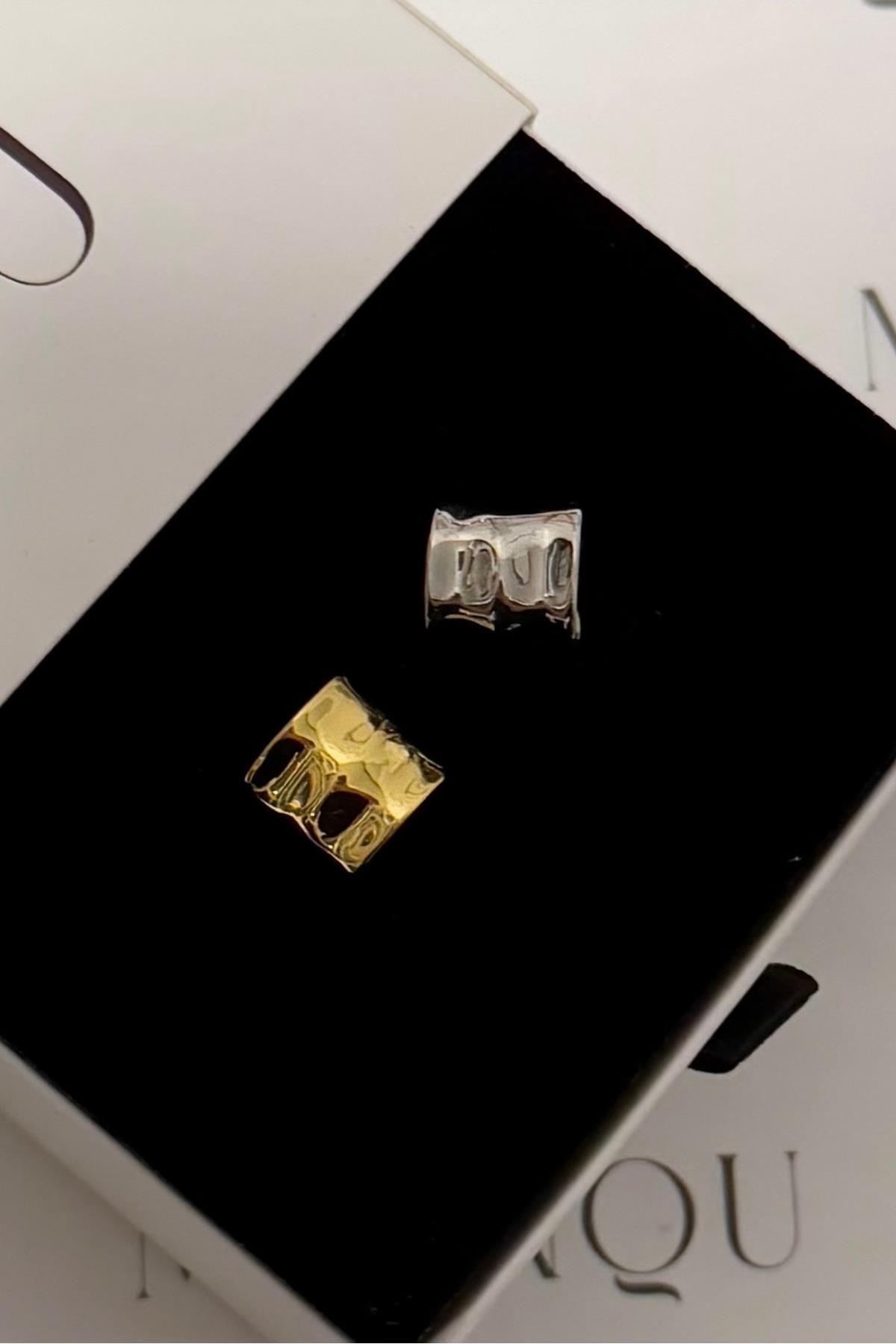 Gold Gümüş A.K. Asimetrik Earcuff 