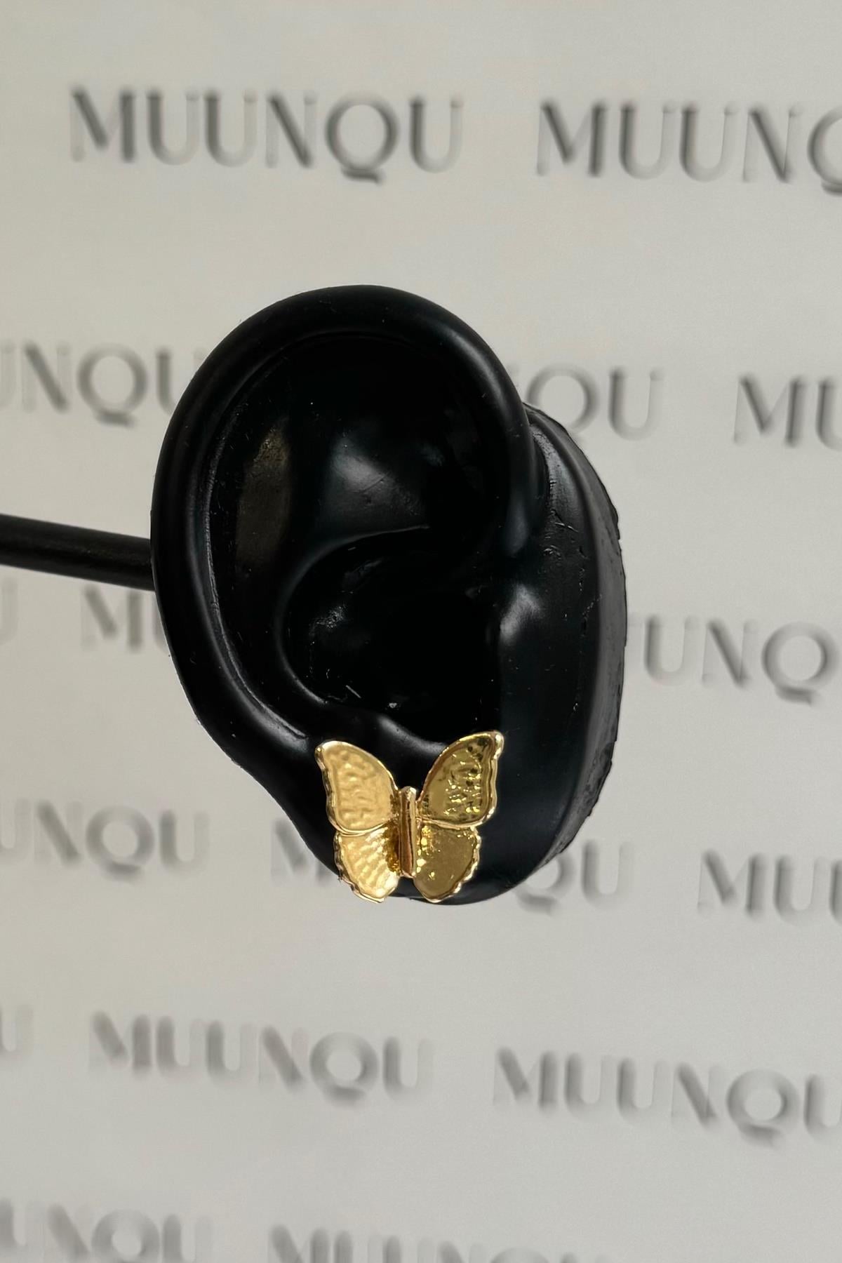 Gold Döküm Kelebek Küpe