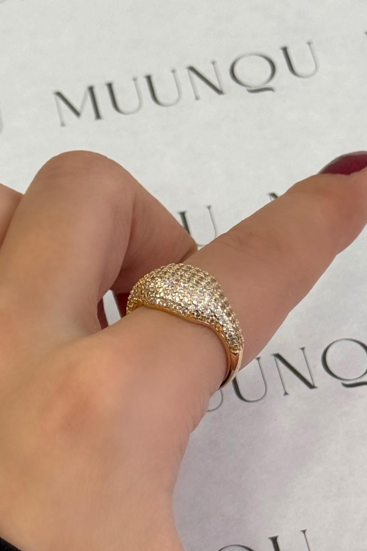 Gold A.K. Komple Taşlı Bombe Yüzük