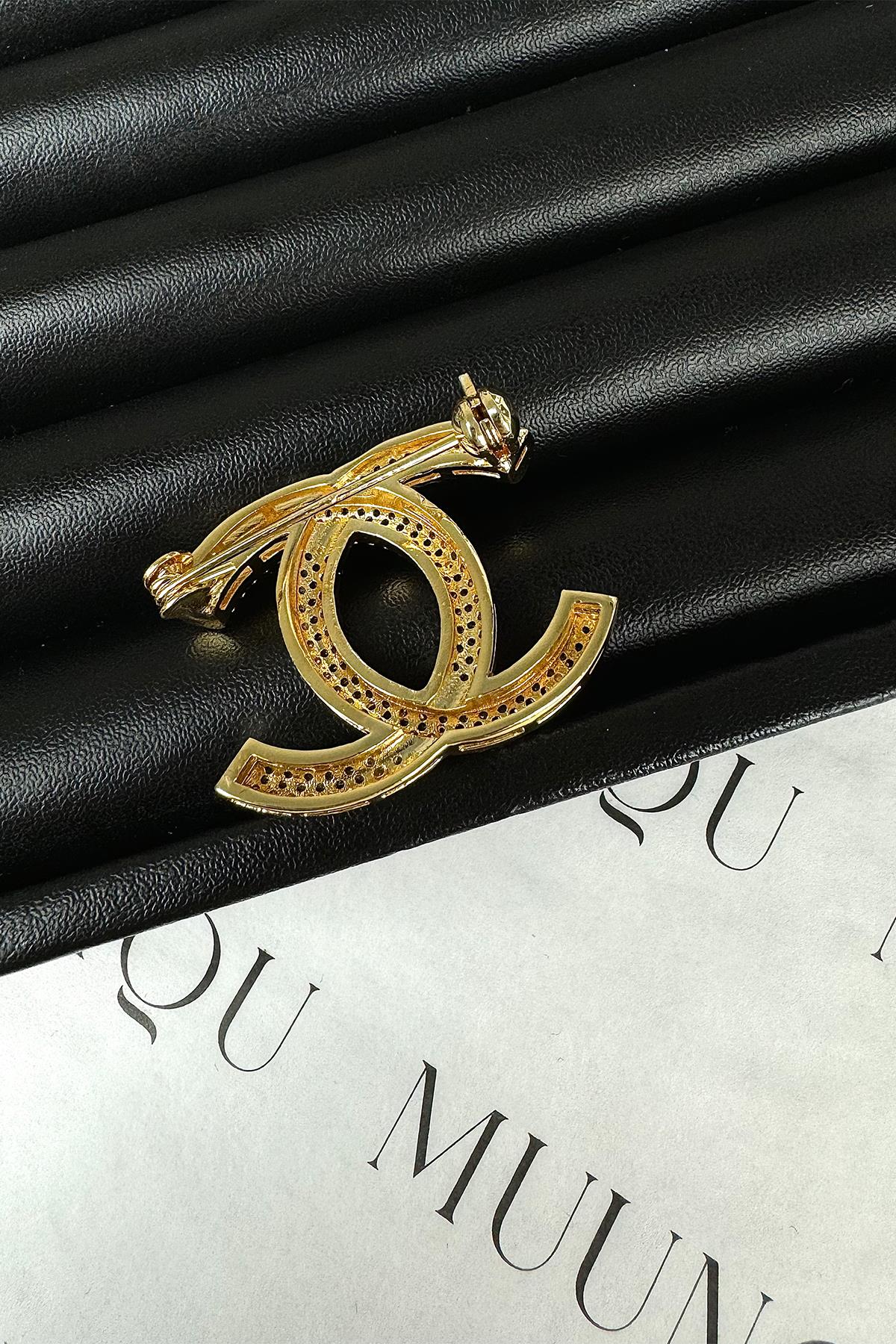 Özel Gold Taşlı C Broş