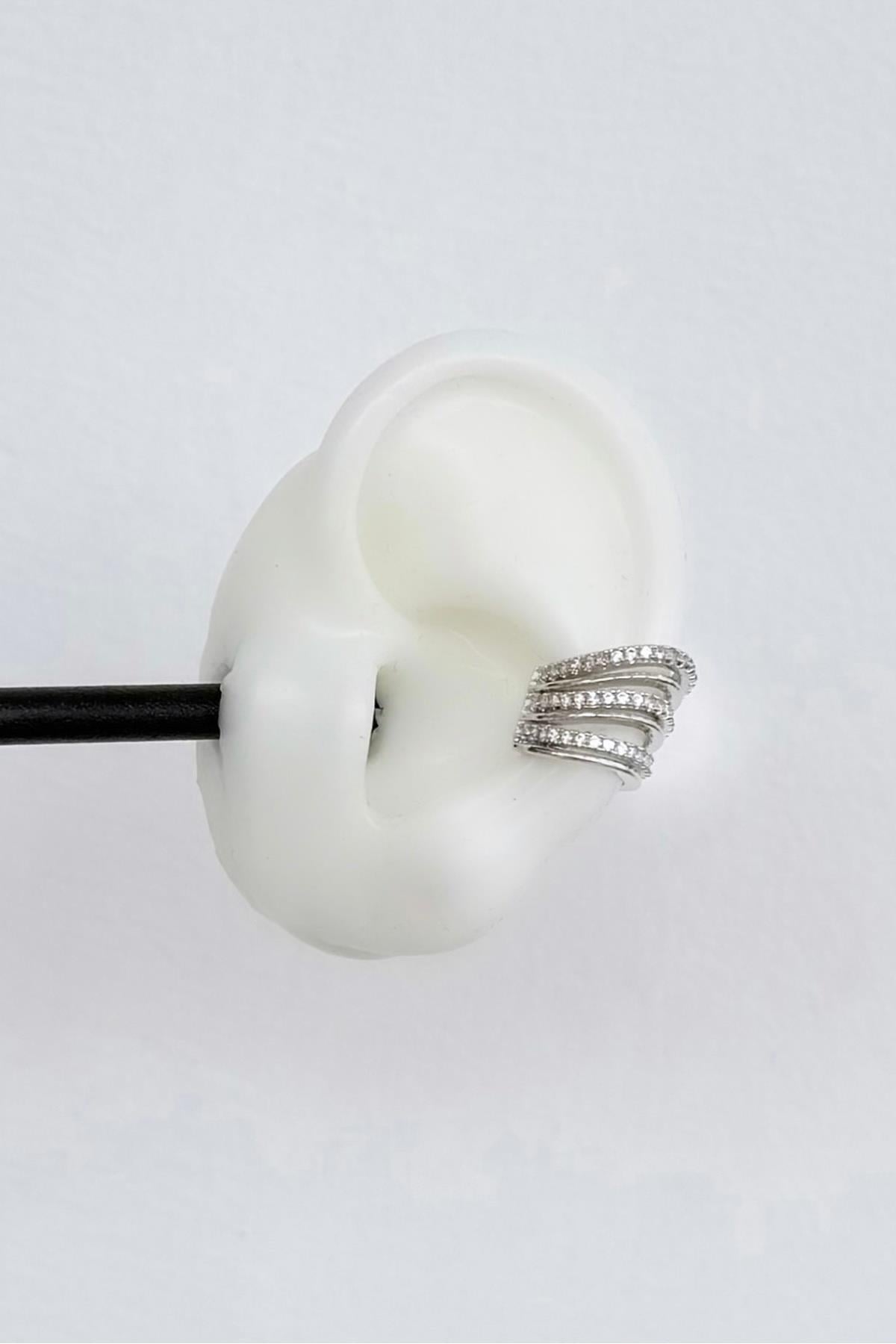 Gümüş A.K. Taşlı Üçlü Earcuff
