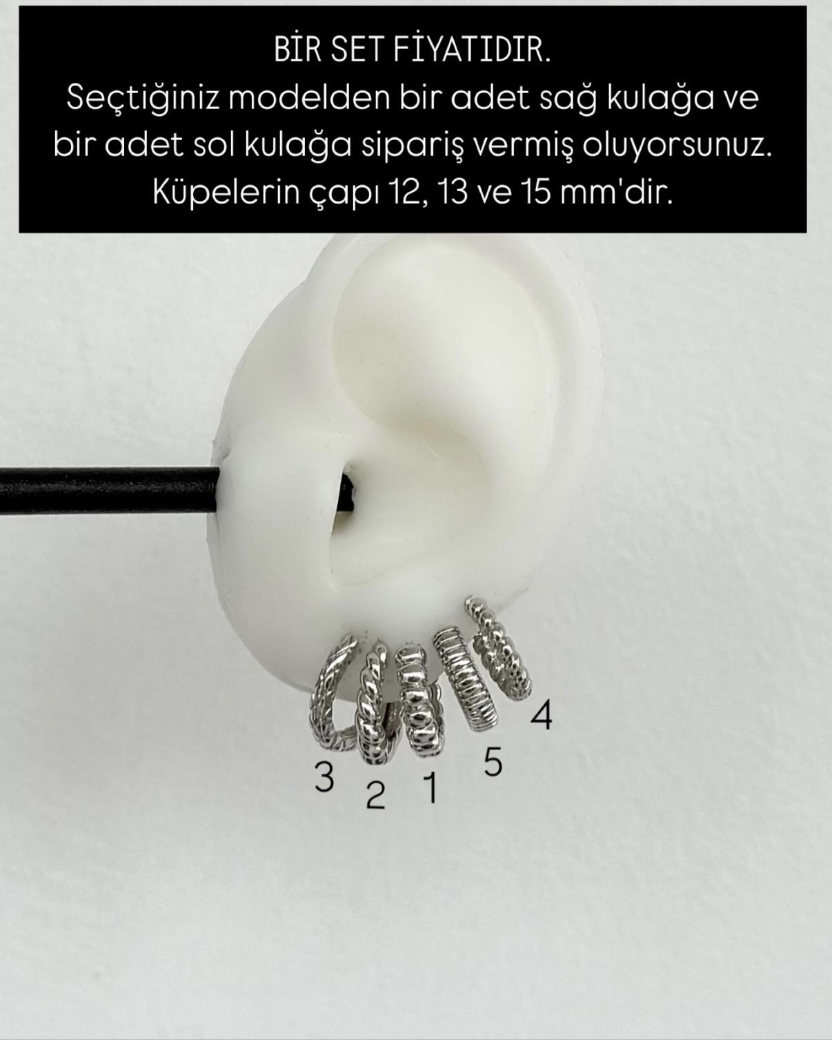 Gümüş Döküm Bir Set Küpe Karışık Model