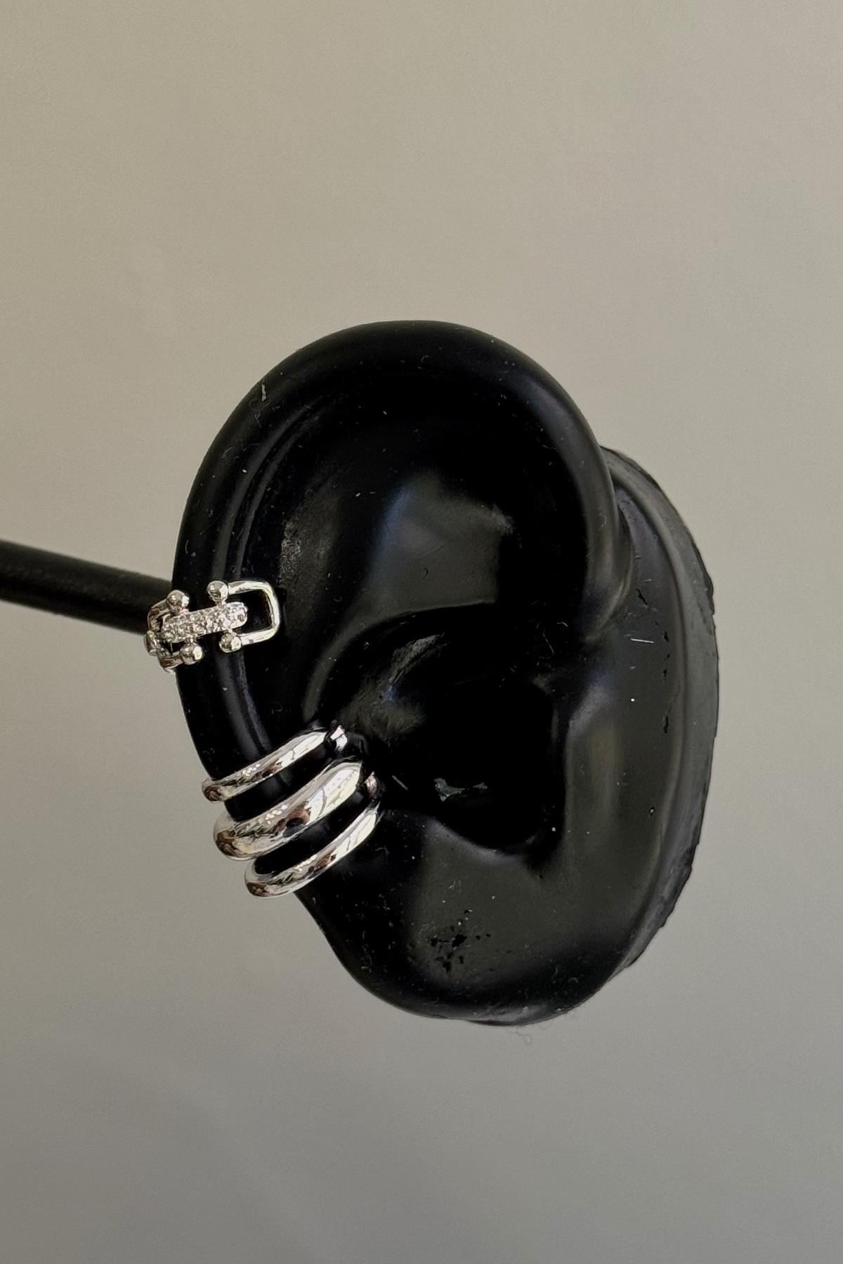 Gümüş A.K. Üçlü Şerit Earcuff