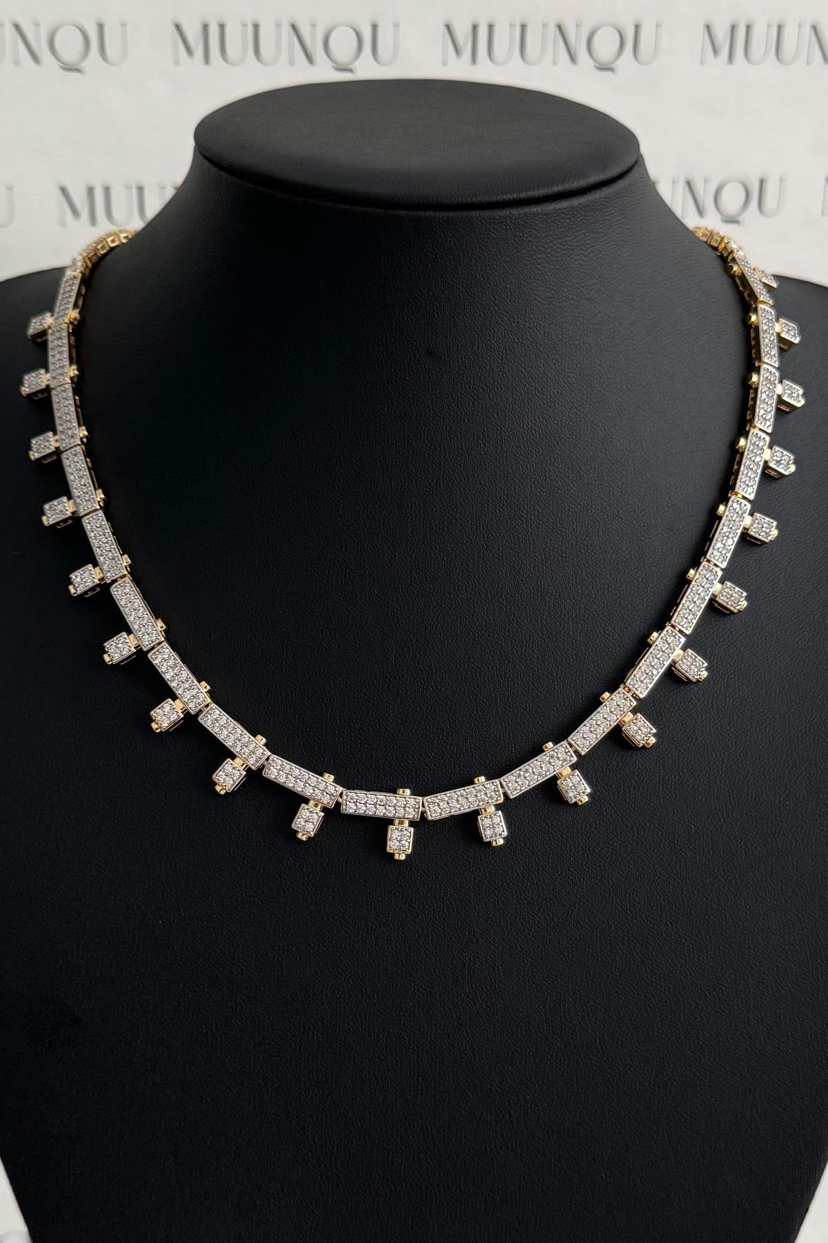Özel A.K. Gold Taşlı Tasarım Model Kolye/Choker