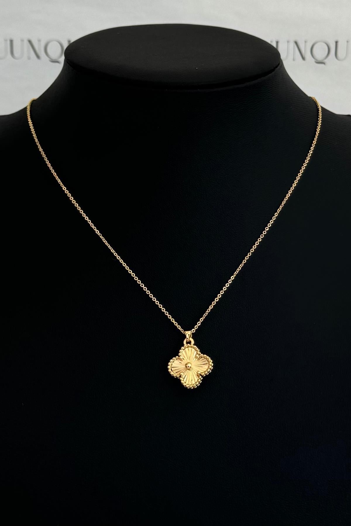 Özel Gold A.K. İthal Çift Taraflı VC Model Yonca Kolye