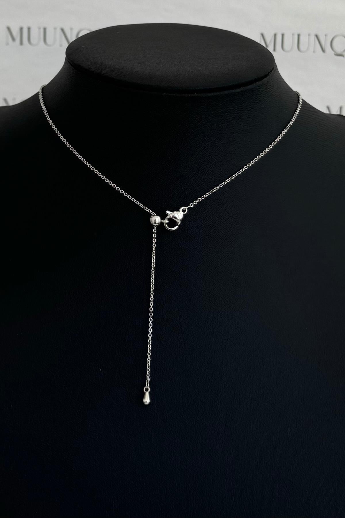 Özel Gümüş A.K. Ayarlanabilir Çift Taraflı Mini VC Model Yonca Choker/Kolye