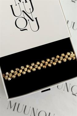 Gold A.K. Dorika Bej İpli Bileklik Eni 1cm