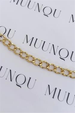 Gold Çelik 14K Desenli Halka Eni 6mm Zincir Bileklik