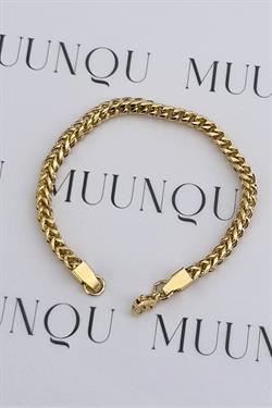 Gold Çelik 14K Örgü Zincir Eni 4mm Bileklik