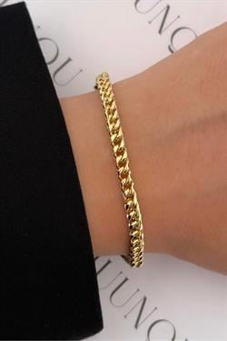 Gold Çelik 14K Örgü Zincir Eni 4mm Bileklik