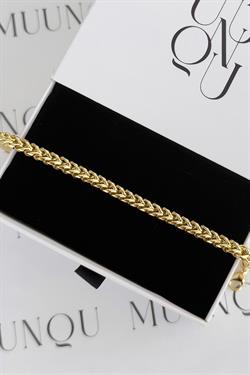 Gold Çelik 14K Örgü Zincir Eni 4mm Bileklik