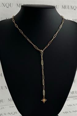 Gold Çelik Ayarlanabilir Zincir Yıldızlı Kolye