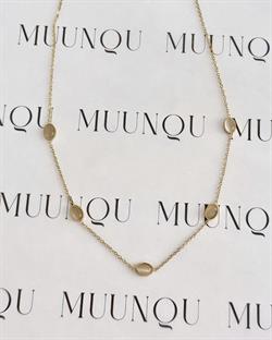 Gold Çelik Bej Oval Taşlı Kolye