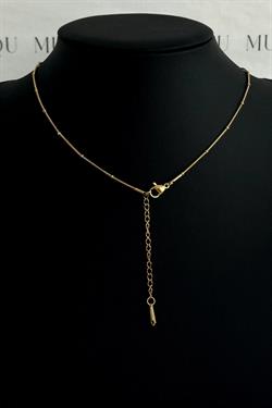 Gold Çelik Bej Sedef Taşlı Vintage Kolye