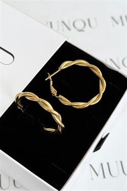 Gold Çelik Çap 3cm Burgu Halka Küpe Çap