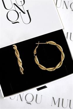 Gold Çelik Çap 3cm Burgu Halka Küpe Çap