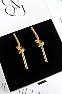 Gold Çelik Düğüm Uzun Küpe