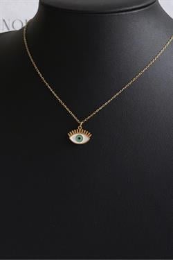 Gold Çelik Göz Motif Nazar Kolye