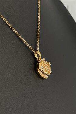 Gold Çelik Taşlı İstiridye Kolye