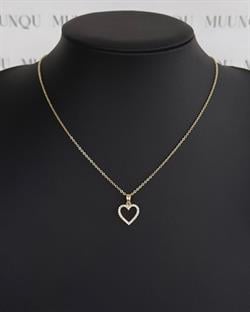 Gold Çelik Taşlı Kalp Kolye