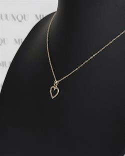 Gold Çelik Taşlı Kalp Kolye