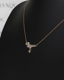 Gold Çelik Taşlı Yıldızlı Tasarım Kolye