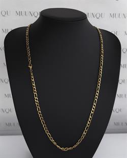 Gold Çelik Uzun 60cm Figaro 4mm Zincir Kolye