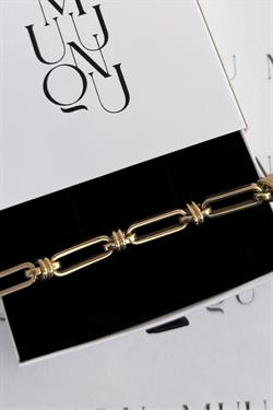 Gold Çelik Uzun Halkalı Tasarım Zincir Bileklik