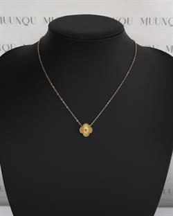 Gold Çelik VC Yonca Çift Taraflı Kolye