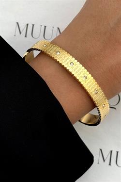 Gold Çelik Yonca Taşlı VC Model Vintage Kelepçe Eni 8mm