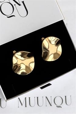 Gold Çelik Yuvarlak Asimetrik Küpe