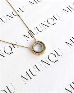 Gold Gümüş Çelik İki Halka Kolye