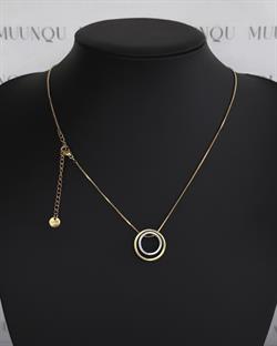 Gold Gümüş Çelik İki Halka Kolye