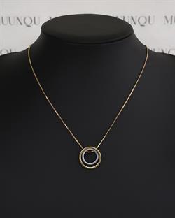 Gold Gümüş Çelik İki Halka Kolye