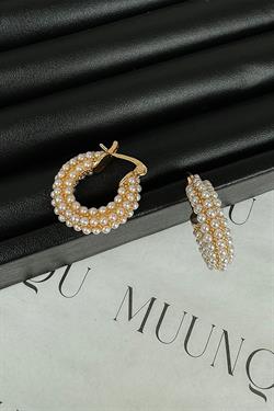 Gold A.K. İncili Halka Küpe