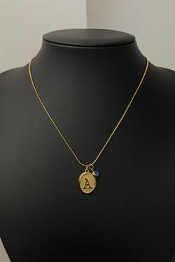 Gold Çelik Nazar Boncuklu Harf Kolye