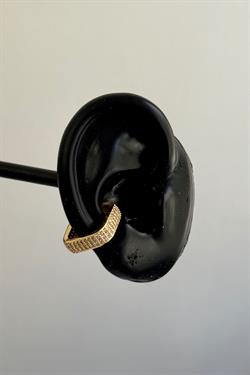 Gold A.K. Taşlı Kare Earcuff