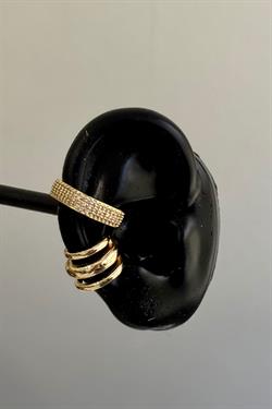 Gold A.K. Taşlı Kare Earcuff