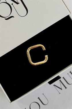 Gold A.K. Taşlı Kare Earcuff