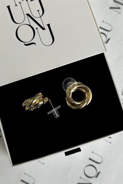 Gold A.K. Üçlü Halka Düğüm Küpe