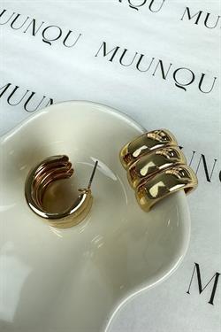 Gold A.K. Üçlü Halka Küpe