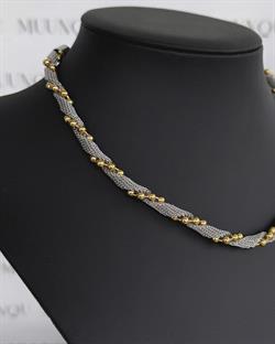Gümüş Gold Çelik Toplu Hasır Kolye