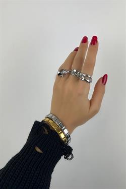 Gümüş Gold Çelik Çift Renk Nomi Bileklik