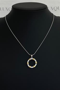 Gümüş Gold Kalpli Taşlı Halka Kolye