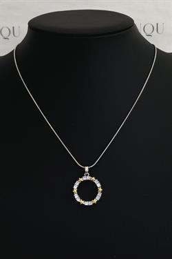 Gümüş Gold Yıldızlı Taşlı Halka Kolye